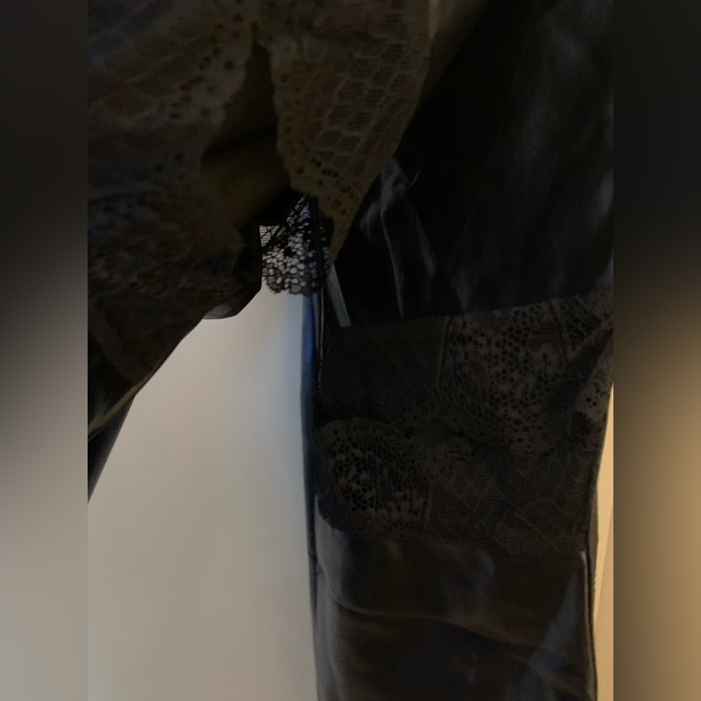Lucky and blessed black faux leather lace cut out leggings women’s size small - Picture 5 of 5